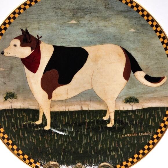 Vintage 90s Warren Kimble Barnyard Animals Decorative Plate "Barnyard Dog" - Picture 2 of 6